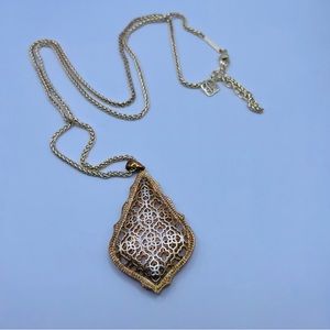 Kendra Scott Aiden Long Pendant Necklace in Silver  Filigree Mix - Used